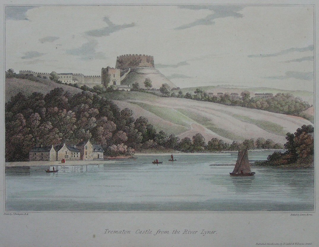 Print - Trematon Castle from the River Lyner. - Byrne